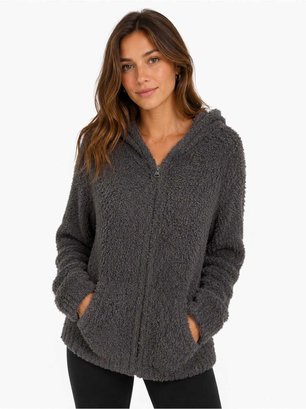 Barefoot Dreams CozyChic Women's Oversized Relaxed Zip-up Hoodie Small